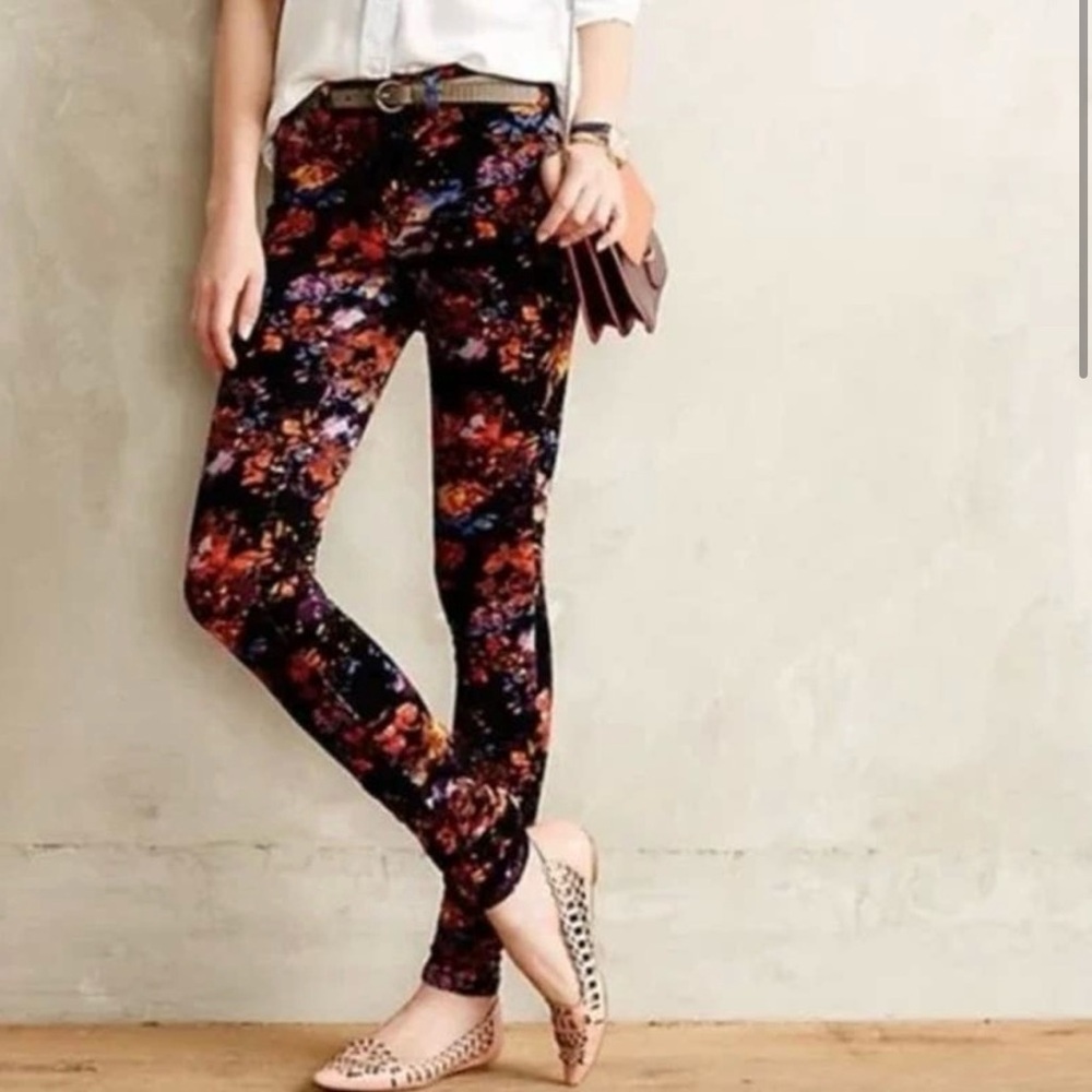 Pilcro & the Letterpress (Anthropologie) Serif multicolor velvet pants size 29